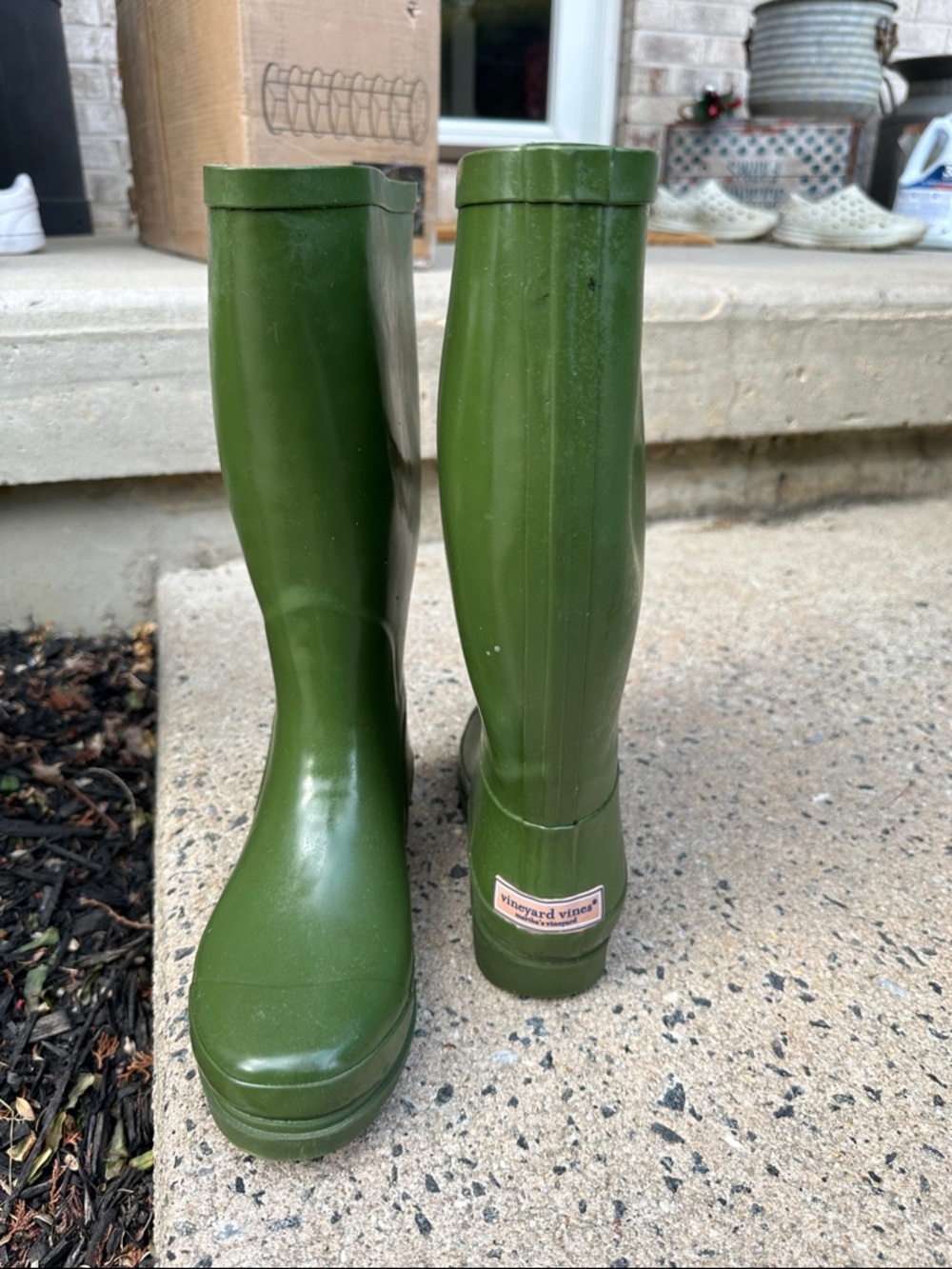 Vineyard Vines Green Tall Rubber Rain Boots